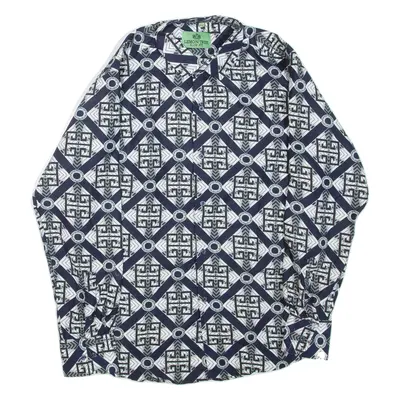 LEMON TREE Slim Fit Mens Shirt Blue Geometric Long Sleeve L