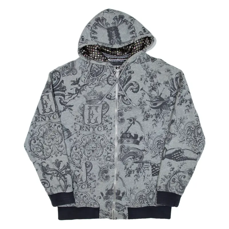 ENYCECLOTHINGCO Mens Grey Hoodie Full Zip L