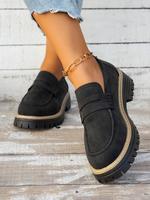 Women's Fashionable Solid Color Pu Leather Loafers, Casual Comfortable Chain Decorated Slip on Shoes for Daily Wear, Lightwei...