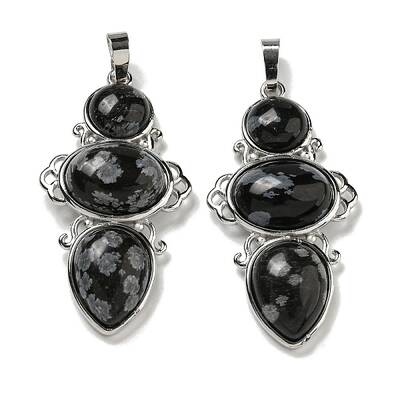 Natural Snowflake Obsidian Pendants