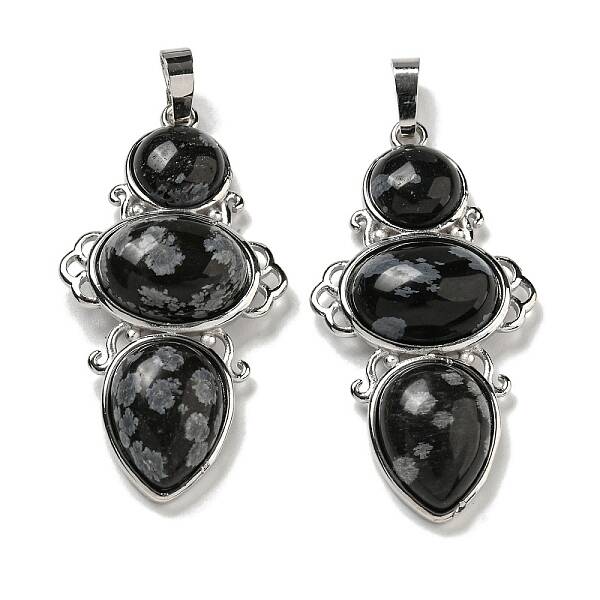 Natural Snowflake Obsidian Pendants