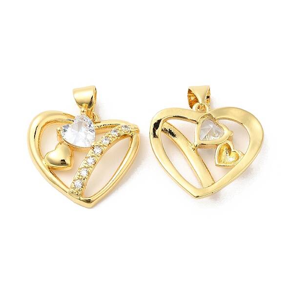 Brass Micro Pave Clear Cubic Zirconia Pendants