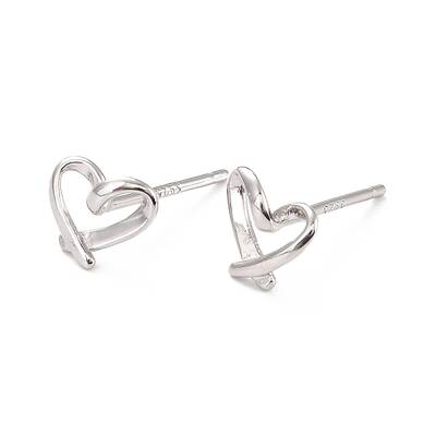 Anti-Tarnish Open Heart Rhodium Plated 925 Sterling Silver Stud Earrings
