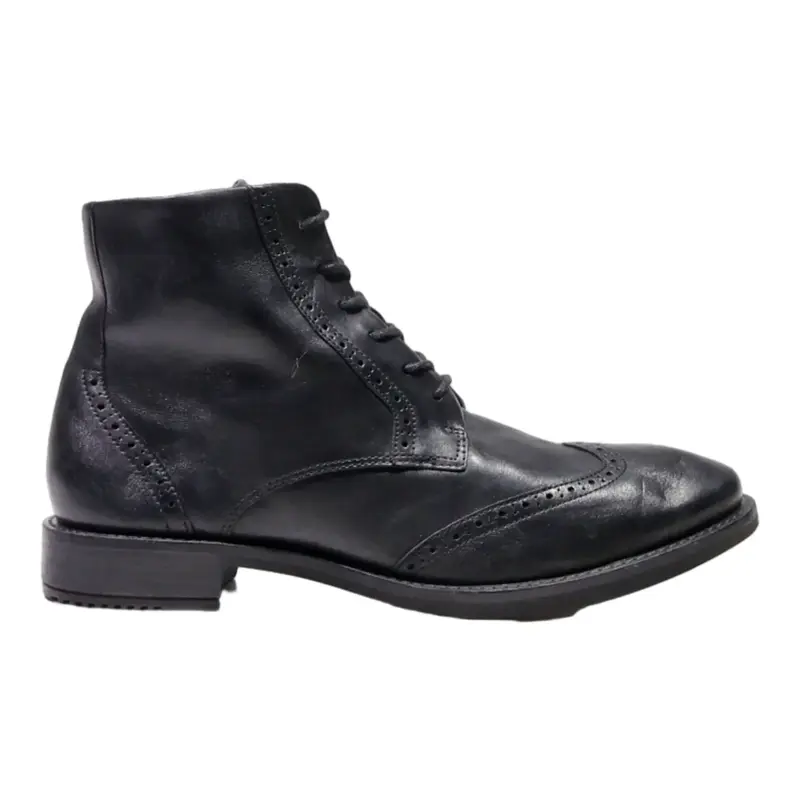 ECCO Brogue Ankle Boots Black Leather Mens UK 6.5