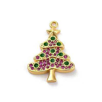 Christmas Series Brass Micro Pave Cubic Zirconia Pendants