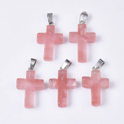Cherry Quartz Glass Pendants