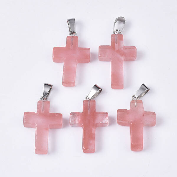 Cherry Quartz Glass Pendants