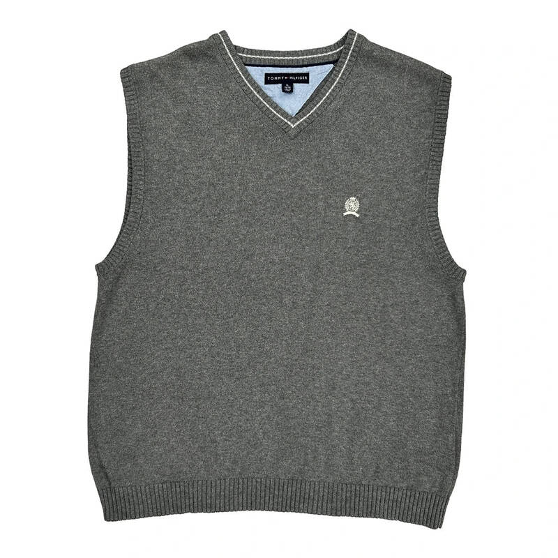 Tommy Hilfiger Sweater Vest - XL Grey Cotton
