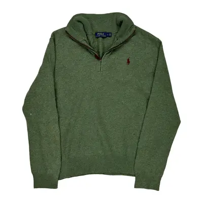 Polo By Ralph Lauren 1/4 Zip - Large Green Wool Blend