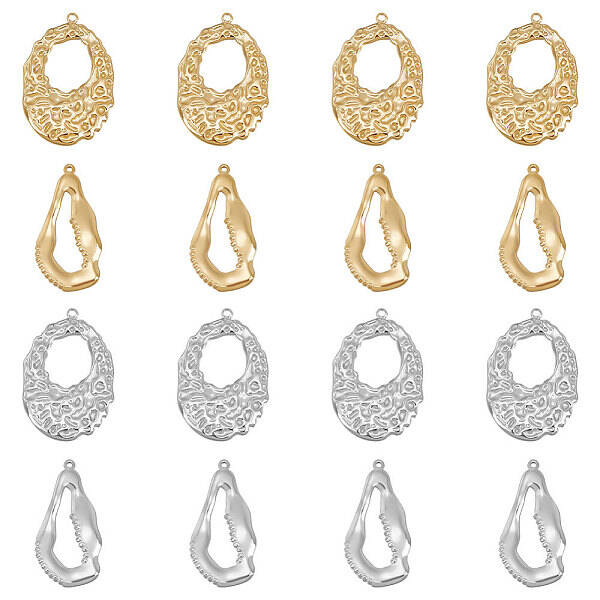 16Pcs 4 Style 304 Stainless Steel Pendants