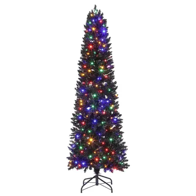Garvee 6ft Pre-Lit Black Pencil Christmas Tree with 250 LED Lights, 571 PVC Branch Tips, Metal Stand, Slim Design for Home Of...