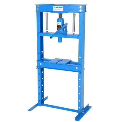 Garvee 12-Ton H-Frame Hydraulic Shop Press - Garage Floor Press with Adjustable Height (3.54 to 24.8), Stamping Plates, Bui...