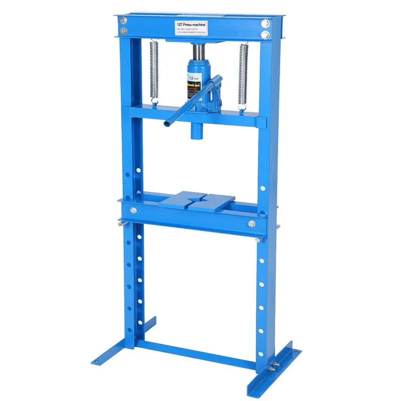 Garvee 12-Ton H-Frame Hydraulic Shop Press - Garage Floor Press with Adjustable Height (3.54 to 24.8), Stamping Plates, Bui...