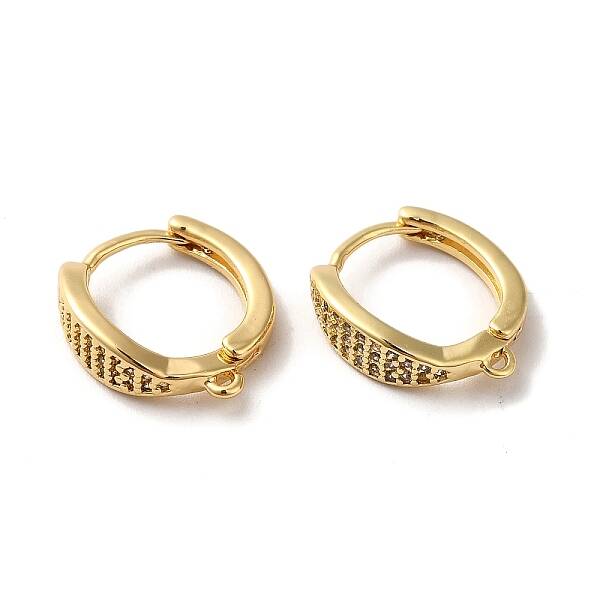 Brass Micro Pave Clear Cubic Zirconia Hoop Earring Findings