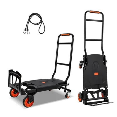 Garvee Folding Hand Truck, 330 Lbs Capacity Heavy Duty Dolly Cart, 2 in 1 Convertible Hand Cart with 4 Wheels and 2 Elastic R...