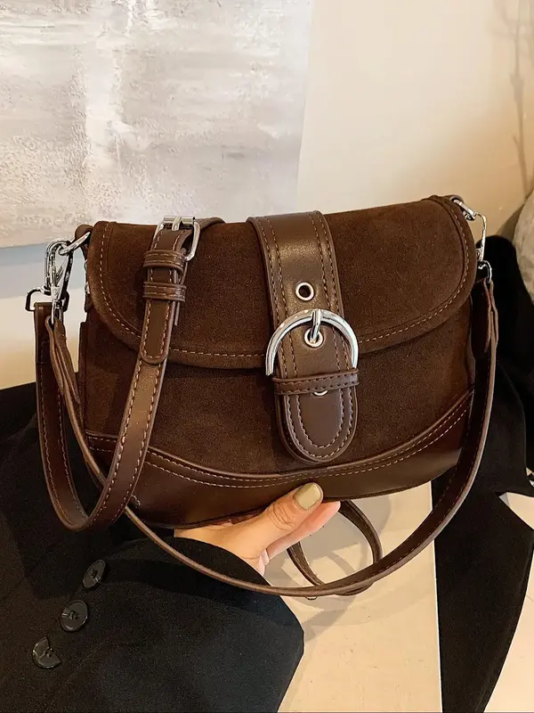 Women's Elegant Solid Color Shoulder Bag, Fashionable Retro Crossbody Bag for Daily Used, Casual Trendy Versatile High-qualit...
