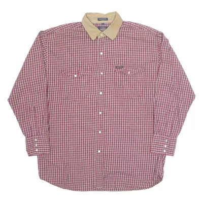 DICKIES Mens Shirt Red Check Long Sleeve L