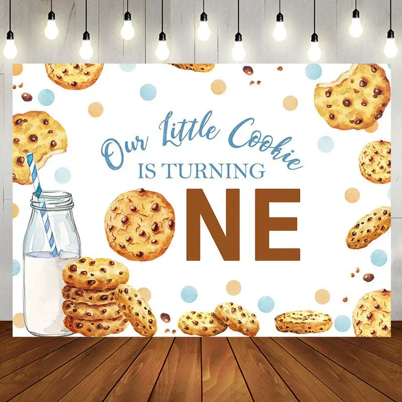 Little Cookie Milk White 1st Birthday Party Backdrop - Aperturee