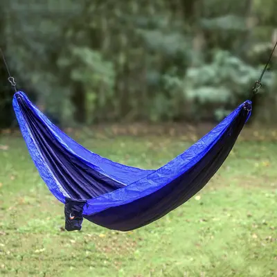 NOVICA Pacific Dreams Portable Parachute Fabric Hammock Dark Light Blue (Double)