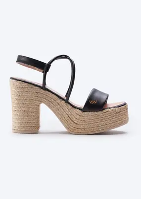 Elia Leather Espadrille Sandal Heels | Color: Black | Size: 5.5-6