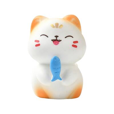 Cat with Fish Resin Sculpture Display Decorations