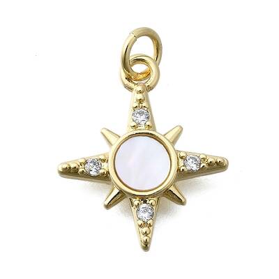 Brass Micro Pave Clear Cubic Zirconia 8 Point Star Pendants
