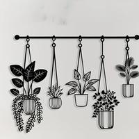 Metal Wall Art, Hanging Plant Pot Design Wall Decor, Modern Simple Garden Decoration, Easy To Hang, Ideal Gift for Plant Love...