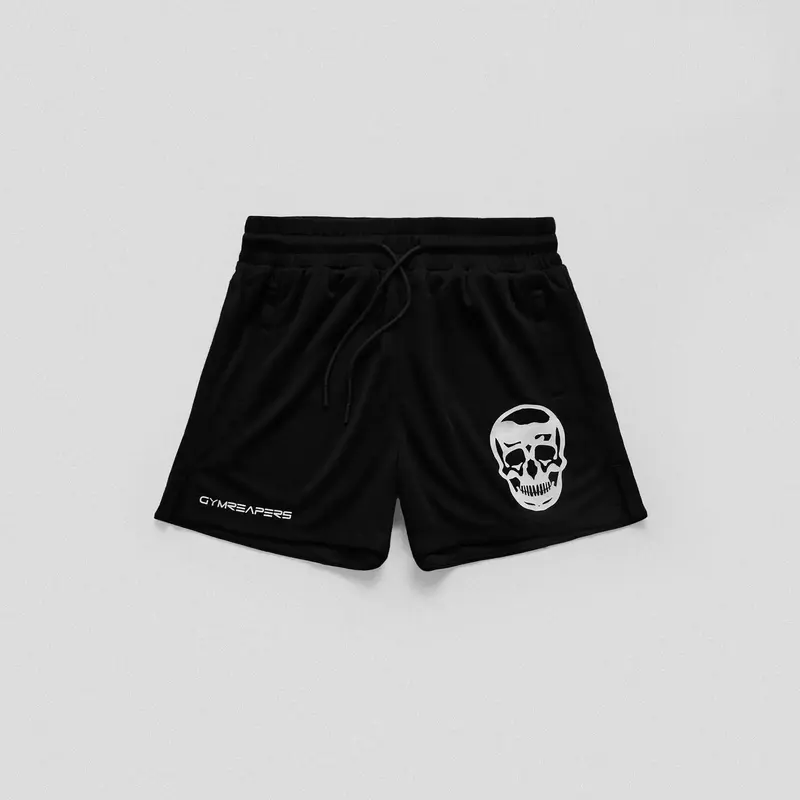 GYMREAPERS Mesh Training Shorts - Black/White, Perfect for Summer Workouts