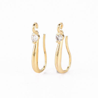 Brass Micro Pave Clear Cubic Zirconia Earring Hooks