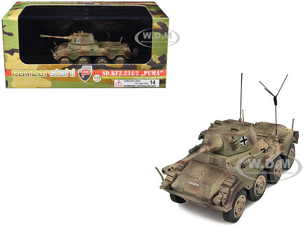 Sd.Kfz. 234/2 Puma Armored Vehicle 2nd Panzer Division Normandy (1944) German Army 1/72 Diecast Model by Panzerstahl