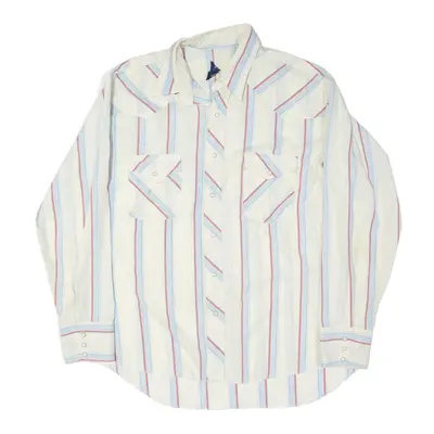 WRANGLER Shirt Cream 90s Striped Long Sleeve Mens L