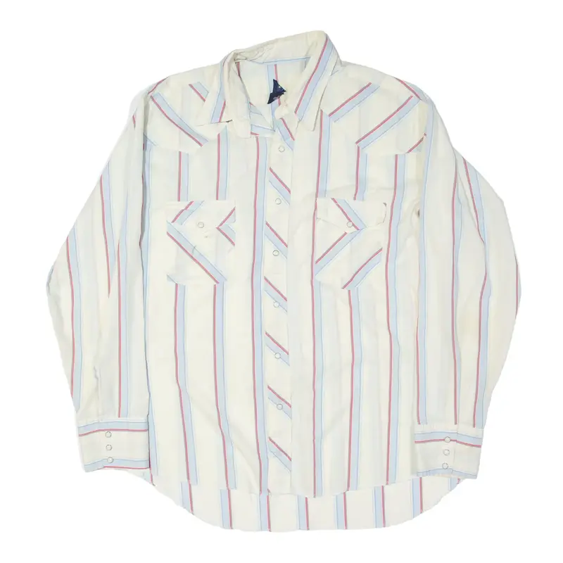 WRANGLER Shirt Cream 90s Striped Long Sleeve Mens L
