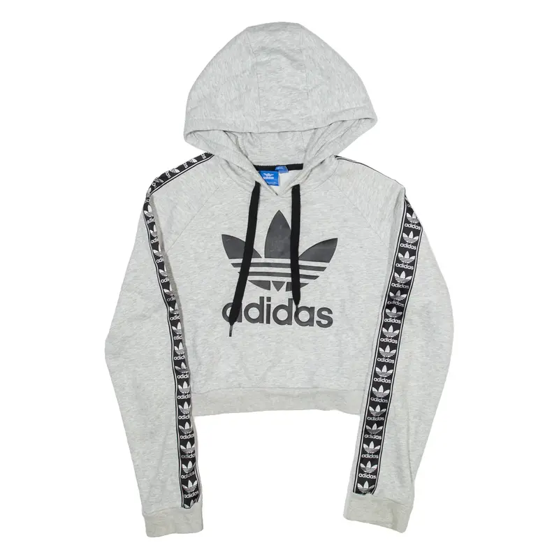 ADIDAS Cropped Womens Grey Hoodie UK 10