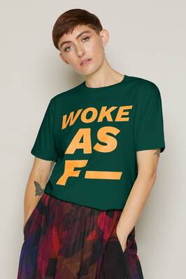 Woke As F T-Shirt (Green) | size: XS