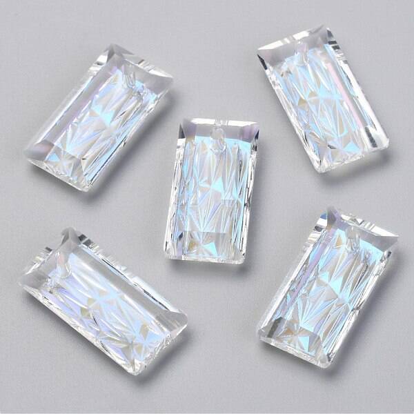 Embossed Glass Rhinestone Pendants