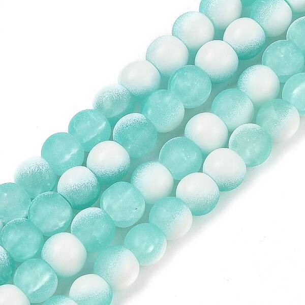 Frosted Crackle Glass Beads Strands