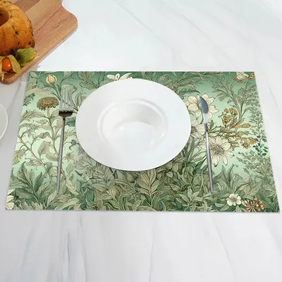 Withered Floral Leaves Vintage Set Of 4 Placemats - Aperturee