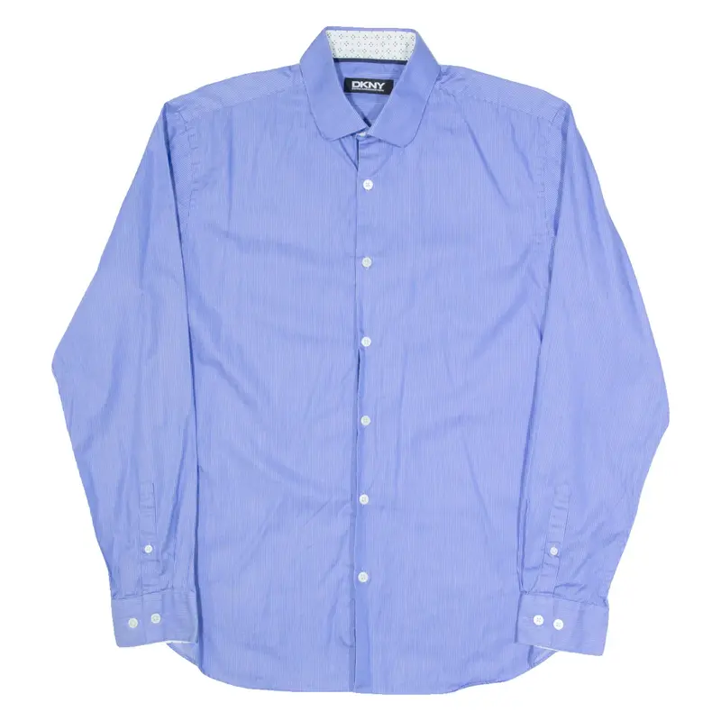 DKNY Mens Shirt Blue Striped Long Sleeve M