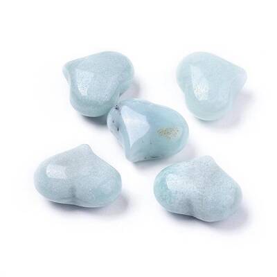 Natural Flower Amazonite Heart Palm Stone