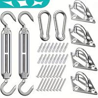 Sun Shade Sail Hardware Kit, 1 Set Stainless Steel Sun Shade Sail Hardware Kit, Sun Shade Sail Hardware Kit for Patio, Lawn, ...