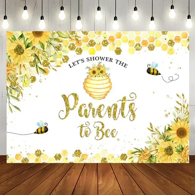Aperturee Bees Sunflowers, Yellow Baby Shower Backdrop