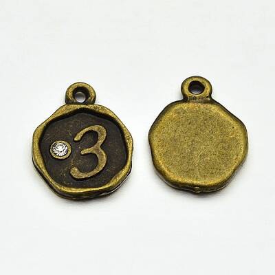Antique Bronze Plated Alloy Rhinestone Charms