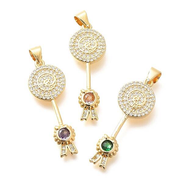 Brass Micro Pave Cubic Zirconia Pendants