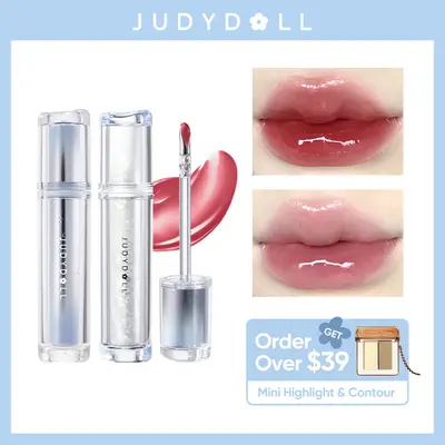 JUDYDOLL Ice Watery Lip Gloss, Mirror Lip Glaze, Glossy Lip Stain, Transfer-Proof, Metal Applicator, Waterproof, Long-Lasting...