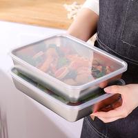 Stainless Steel Food Storage Box, 3 Counts/set Square Food Storage Container, Durable Bento Box with Lid, Lunch Box, Kitchen ...