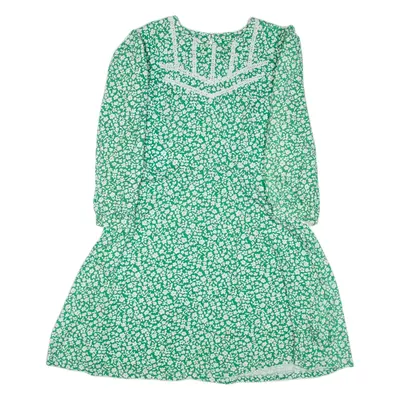 MONSOON Womens Day Dress Green Floral Long Sleeve Short M