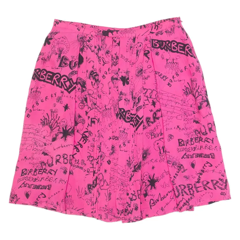 BURBERRY Womens Skater Skirt Pink Short Crazy Pattern UK 6