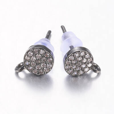 Brass Micro Pave Cubic Zirconia Stud Earring Findings