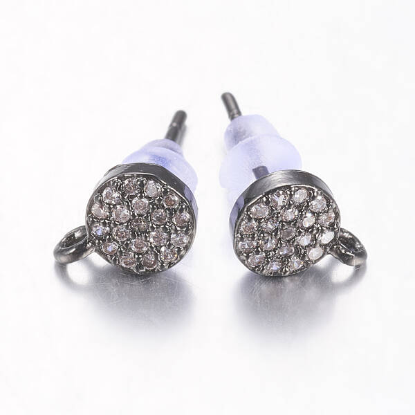 Brass Micro Pave Cubic Zirconia Stud Earring Findings