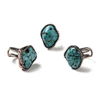 Natural Turquoise Adjustable Finger Rings